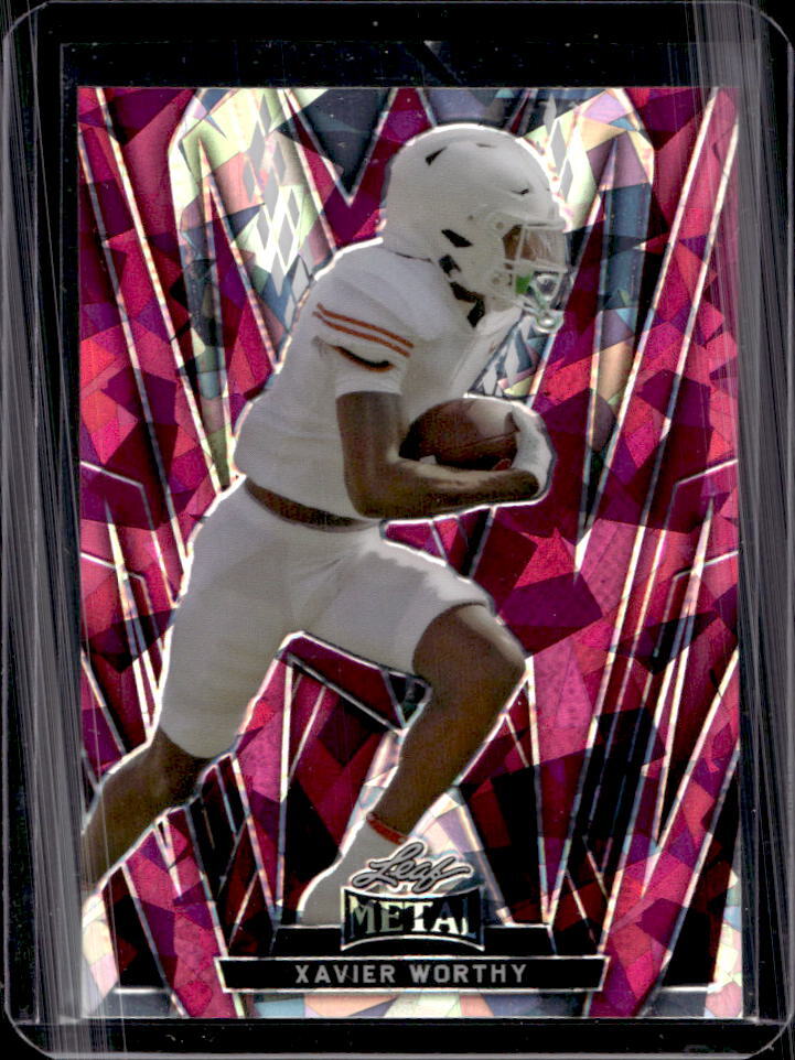 2024 Leaf Metal Football Xavier Worthy Pink Crystal Parallel #1/5