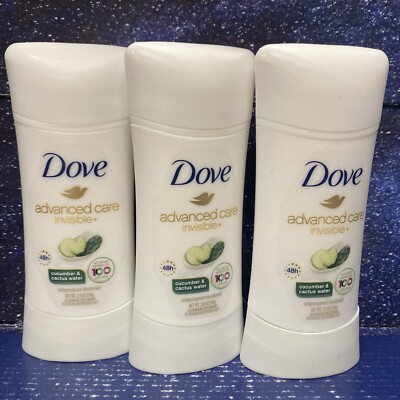 Exp 10/25 - 3 X Dove AdvancedCare invisible+Antipersp. Deodorant Cucumber Cactus