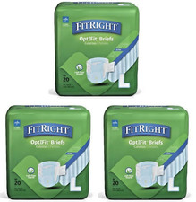 60x Medline FitRight OptiFit Briefs Adult Large 44"-56" Ultra Absorbency Sealed