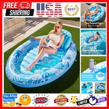 Comfortable Oval Suntan Tub Float - 70" x 50" Inflatable Pool Lounger for Adults