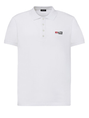 Diesel - Herren Kurzarm Logo Polo Shirt T-Shirt Weiß - T-WEET-SPLIT