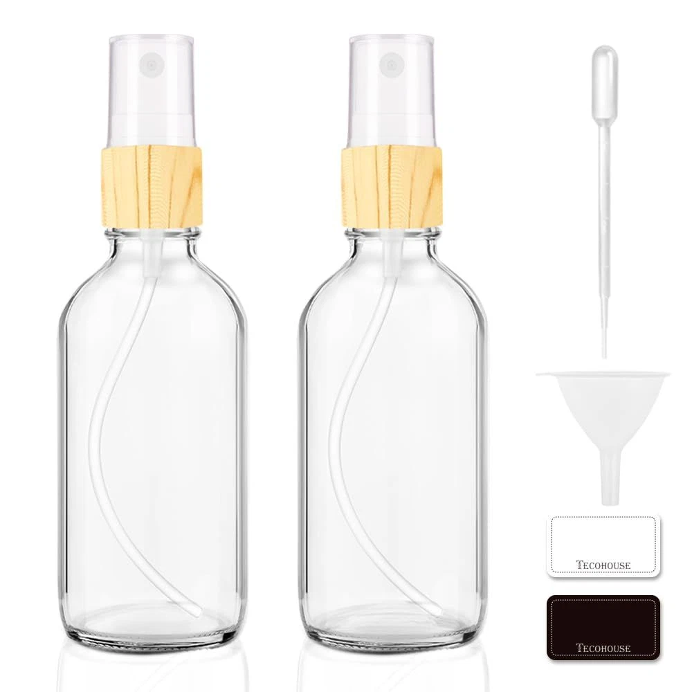 Tecohouse Glass Spray Bottles for Essential Oils 4 oz Small Clear