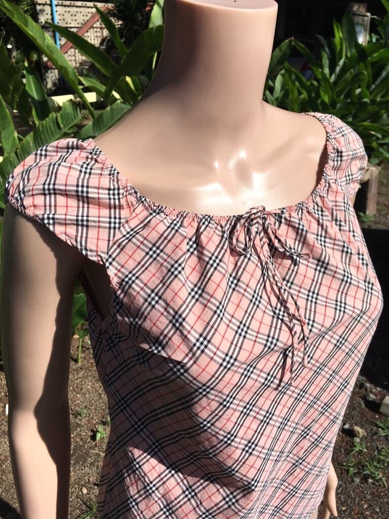 Burberry London Blue Label Cap Sleeve Shirt Top Pink Nova Burberry London Blue Label Cap Sleeve Shirt Top Pink Nova
