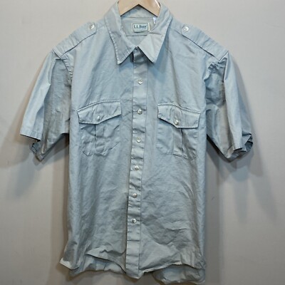 LLBEAN Shirt Mens XL Button Up Khaki Thick Cotton Canvas CPO VTG Made in USA