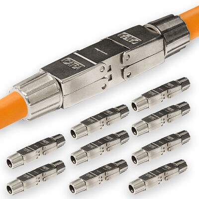 10x PremiumX Netzwerk Kabelverbinder Cat6A Werkzeuglos RJ45 Netz LAN Kupplung