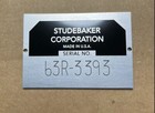 Studebaker Corporation Avanti Model Serial Number Data Plate Id Tag