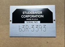 Studebaker Corporation Avanti Model Serial Number Data Plate Id Tag Studebaker Corporation Avanti Model Serial Number Data Plate Id Tag