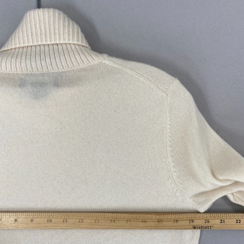 Lands End Womens 100% Cashmere Turtleneck Sweater Size Medium Ivory White - Picture 8 of 12
