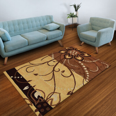 Hand Tufted Wool Area Rug Contemporary Light Brown BBH Homes BBK00700 ...