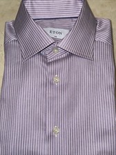 ETON MENS PREMIUM COTTON PURPLE STRIPE DRESS SHIRT SIZE 15/33-34 270