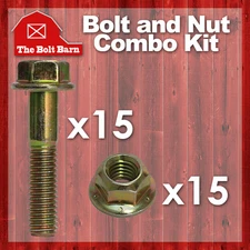 (15) 3/8-16x1-3/4 Grade 8 Hex Flange Bolts & (15) 3/8-16 Flange Lock Nuts Yellow