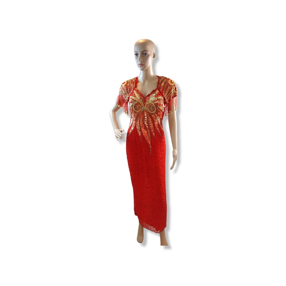 Lemonde Fashion Women's Vintage Red, And Gold Beaded Dress. Size 4. | eBay Lemonde Fashion Women's Vintage Red, And Gold Beaded Dress. Size 4. | eBay
