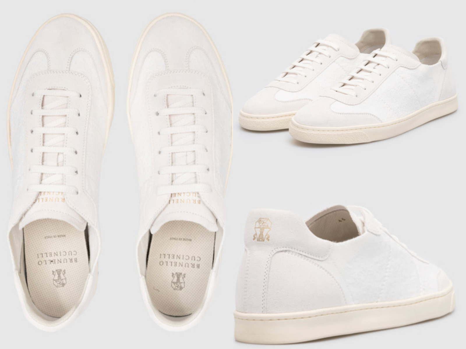 Brunello Cucinelli Retro Sneaker Offwhite Terry Knit Shoes 39