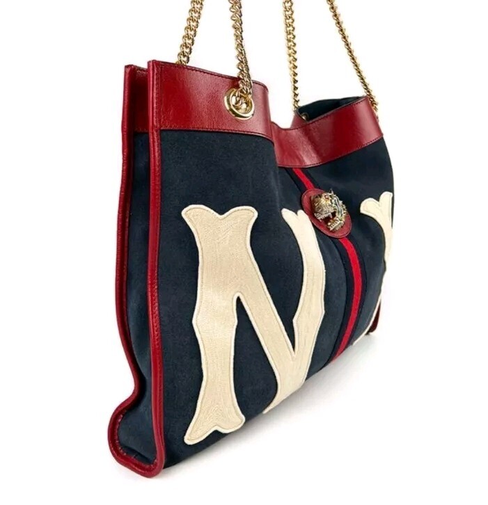 GUCCI × NY New York Yankees Rajah Chain Tote Handbag Purse Bag