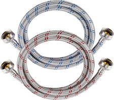 Stainless Steel Washer Hoses - 4 Ft Burst Proof 2 Pack