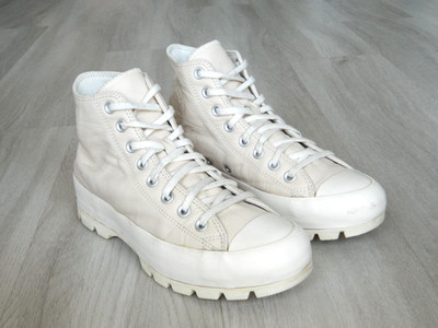 Converse All Star Lugged Damen Chukka Sneaker Egret Beige Leder Gr. 7 / 41