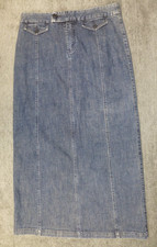 Vintage Eddie Bauer Woman's A-Line Midi Cotton Blue Denim Skirt Size 12 Tall