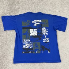 VTG Hobie Shirt Mens Large Blue Hawaiian Surf Skate Beach Graphic T Made in USA