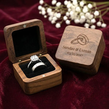 Personalized Wooden Ring Box Custom Engraved Engagement Wedding Proposal Gift