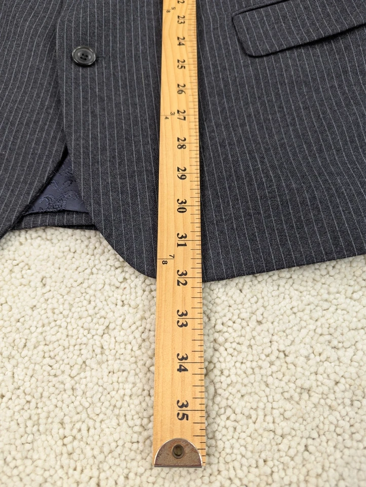 Traje Alexandre 42R 38x28 Gris Lana a Rayas 2 Piezas Franela Hecho en Inglaterra Reino Unido Foto 4 de 4