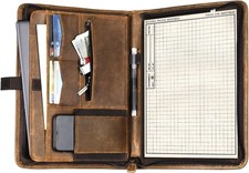 Genuine Leather Portfolio, Professional Padfolio Binder Organizer with Zipper...