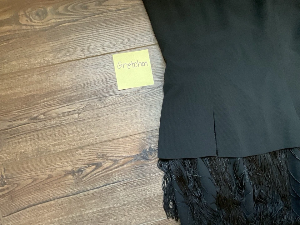 Vestido de cóctel formal Chetta B negro con volantes en capas talla 4 Foto 4 de 4