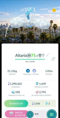 Non Shiny Altaria With LA Background Pokèmkn Go
