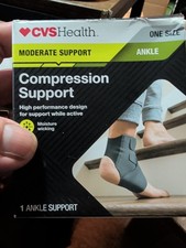 CVS Health - Comfort Compression Support Ankle Mod Support One Size Black