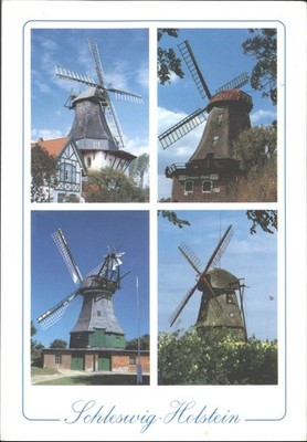 Alte AK Windmühlen Schleswig-Holstein Deutschland Mehrfachansicht verschickt 1983