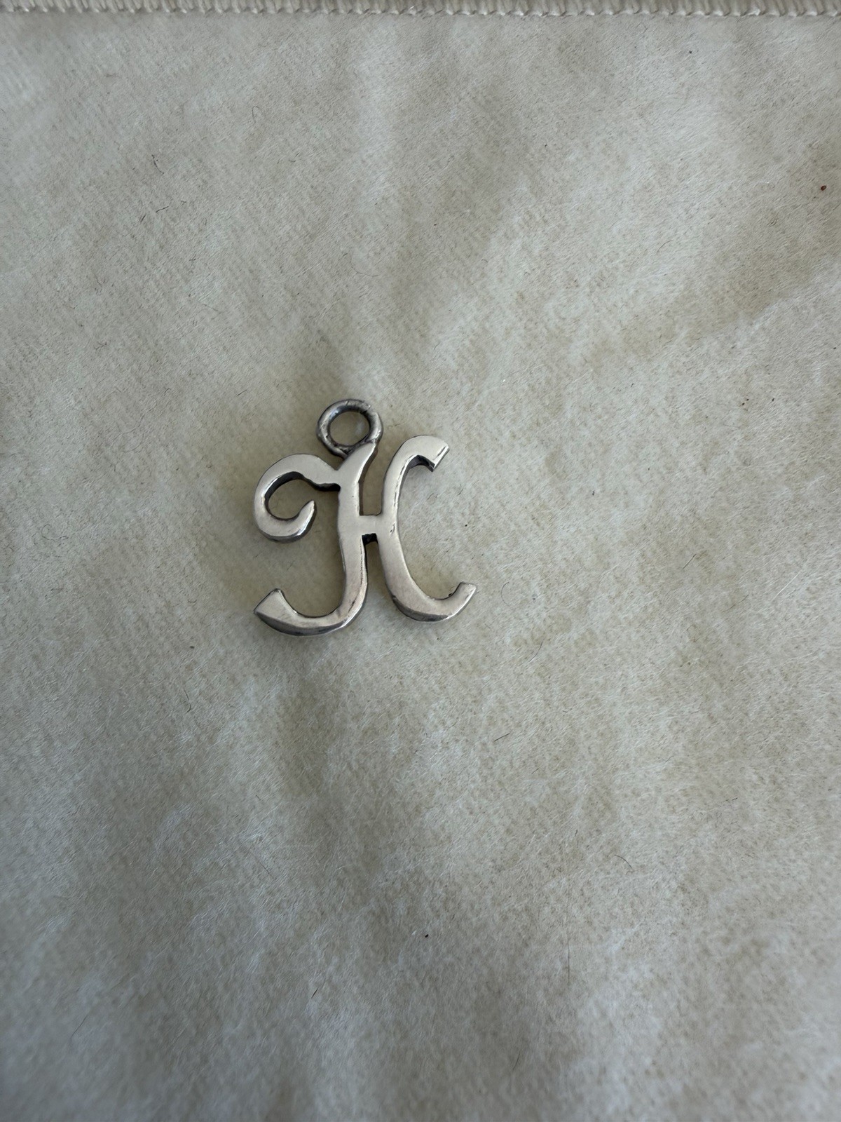 Script Letter H Initial Charm Silver Monogram Pen… - image 1