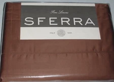 Sferra Matteo Sheet Set Full Size Chocolate Brown 4 PC. Cotton Sateen Italy New