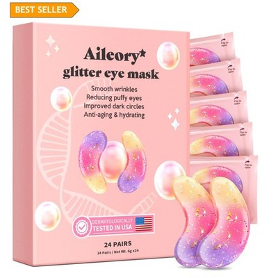 Under Eye Patches 24 Pairs - Tri-color Glitter Eye Gel Pads for Dark Circles,...