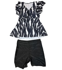 Women  s 2XL Black White Tankini Swimsuit Set Boyshorts Padded Unbranded