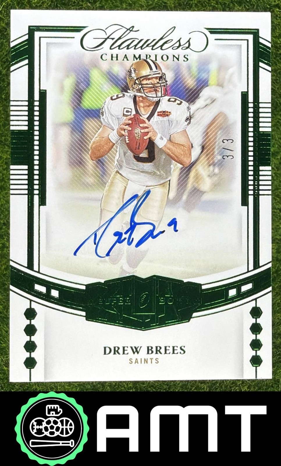 Drew Brees 2023 Panini Flawless 3/3 2022 Update I: Champions Auto Emerald Saints