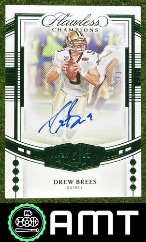 Drew Brees 2023 Panini Flawless 3/3 2022 Update I: Champions Auto Emerald Saints