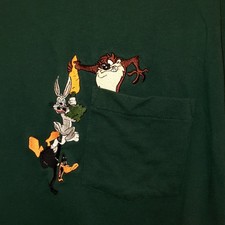 Vtg Warner Bros Studio Store Looney Tunes Shirt L Green Bugs Bunny Daffy Taz 90s