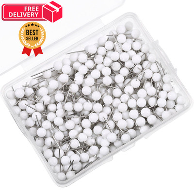 WILLBOND 500 Pack Map Push Pins Tacks Small Round Head 1/8 inch, White 