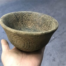 Antique Xiu Jade Ba Gua Bowl Pendant Old Jade Carving Ornament Collectible Decor