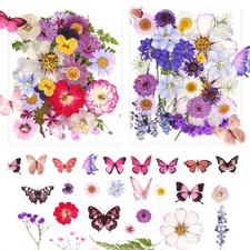 108Pc Natural Pressed Dried Flowers Resin and Butterflies, Dry Flowers for Resin