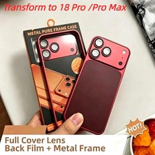 Convert iPhone 12,13,14,15,16,17  to 18 Pro & Pro Max Metal Back Protector Case