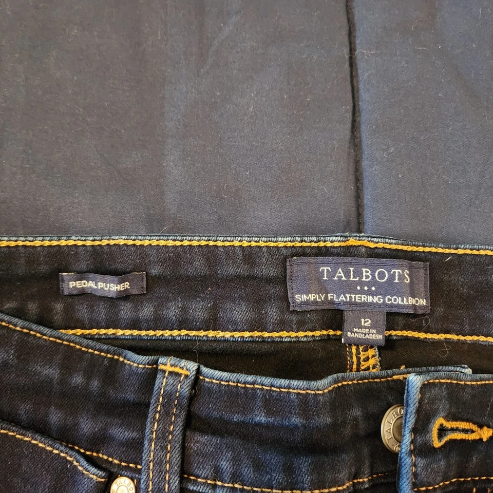 TALBOTS Mujer Talla 12 Pedal Empujador Azul Denim Colección Simplemente Favorecedora Capri Foto 2 de 4