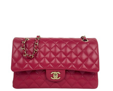 Chanel Red Caviar Leather 10" Medium Double Flap Classic Bag w/ GHW