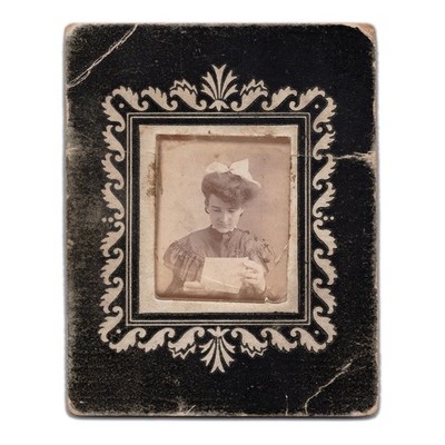 Mounted Portrait of Woman Reading Letter c1900 - Ornate Found Gothic Photograph