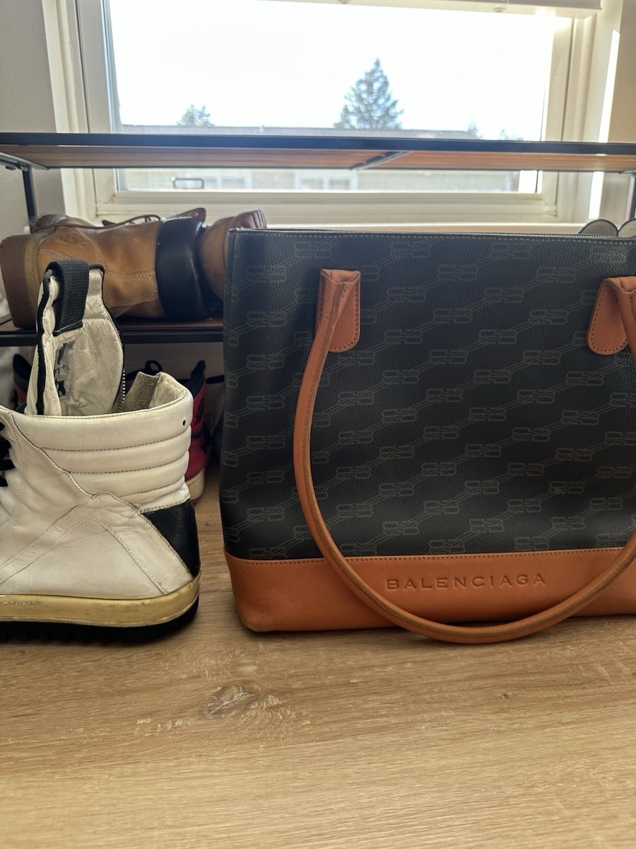 Balenciaga Vintage Monogram Canvas & Leather Handbag (1998–2003) –Used View 6