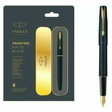Parker Frontier Mattschwarz GT Füllfederhalter Goldrand & Feder Neu