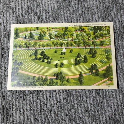 1936 Gettysburg PA National Cemetery Vintage Linen Postcard Marken & Bielfeld