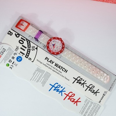 New Kids Swiss Made  Swatch Flik Flak Milkita ZFCSP046 Frost White Red 36.70MM