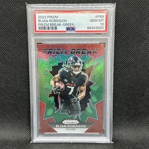 2023 Panini Prizm Bijan Robinson Prizm Break Green RC #PB-8🔥PSA 10 GEM MINT🔥