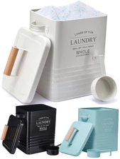 Laundry Detergent Container - Tin Farmhouse Metal Laundry Powder Soap Dispens...