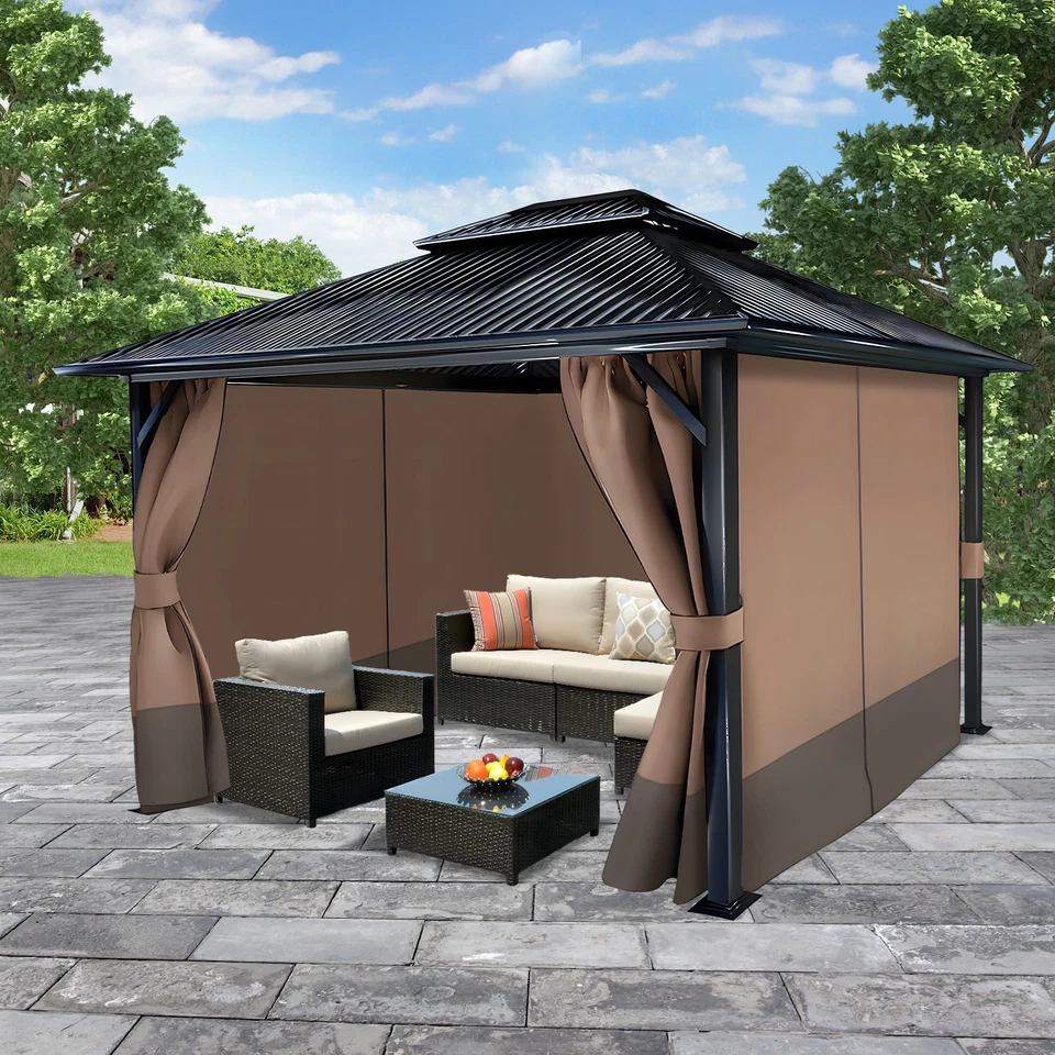 10x10ft Outdoor Gazebo Curtains Waterproof 4-Panel Privacy Sidewall Replacement - Image 3 of 4